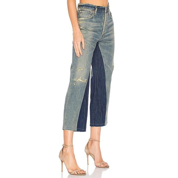 Citizens of Humanity COH Cora Cropped Distressed Raw Edge Hem Relaxed Jeans 23 - Picture 2 of 10